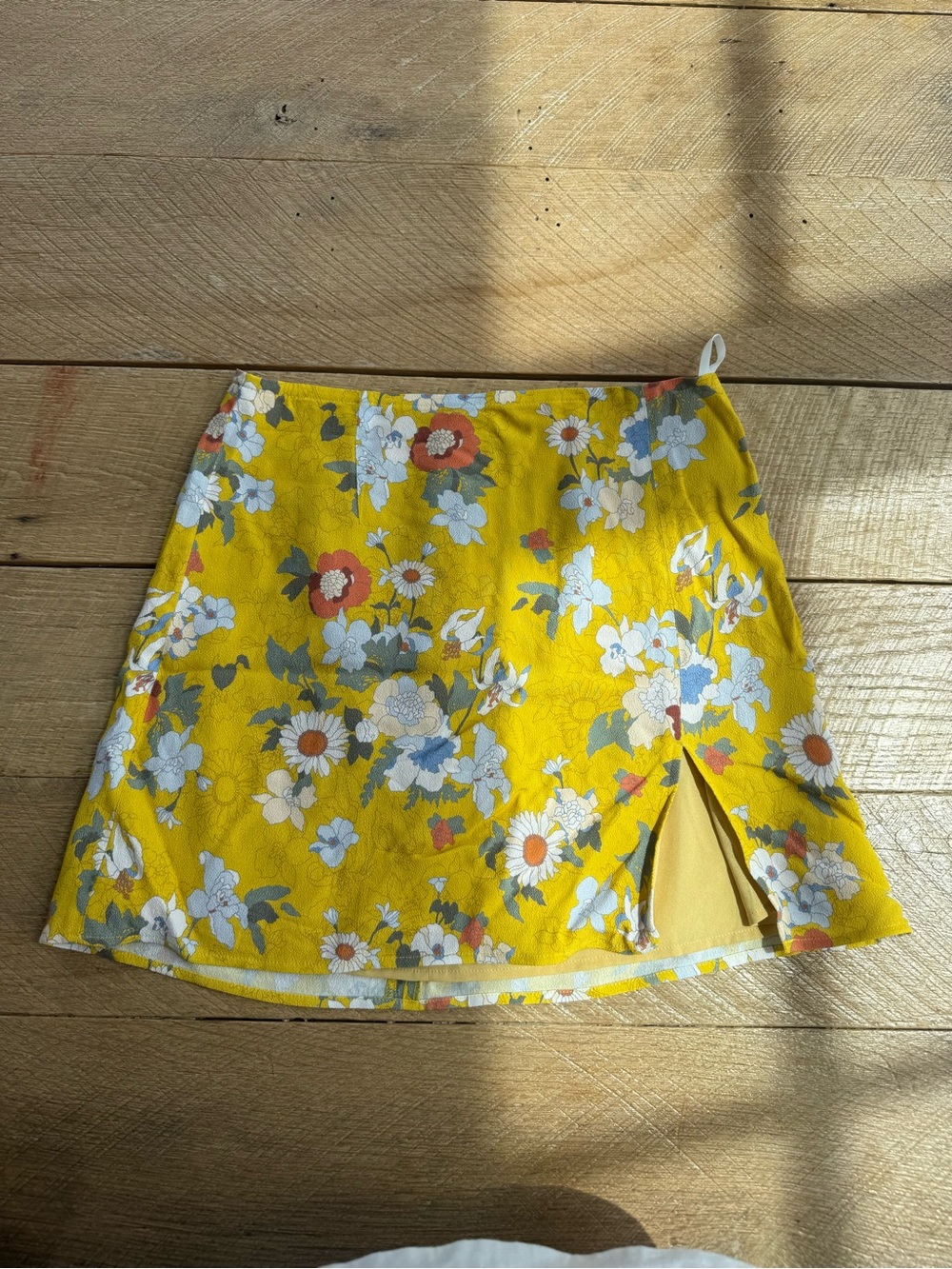 Sunday Best Yellow Floral Mini Skirt with Side Slit